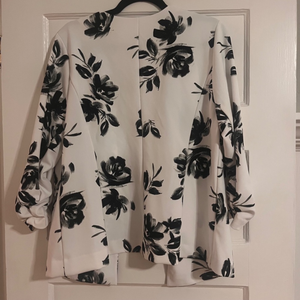 WORTHINGTON Floral Black & White Blazer: Sz L - Picture 6 of 6